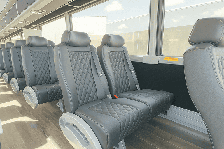 interior of Boston Minibus Company charter bus