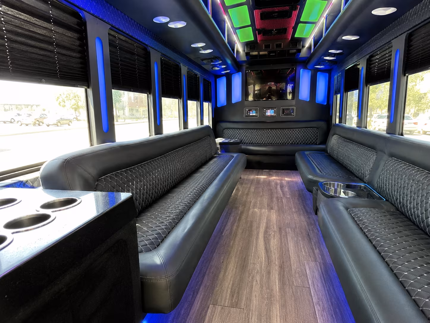 boston 15 passenger party bus inside