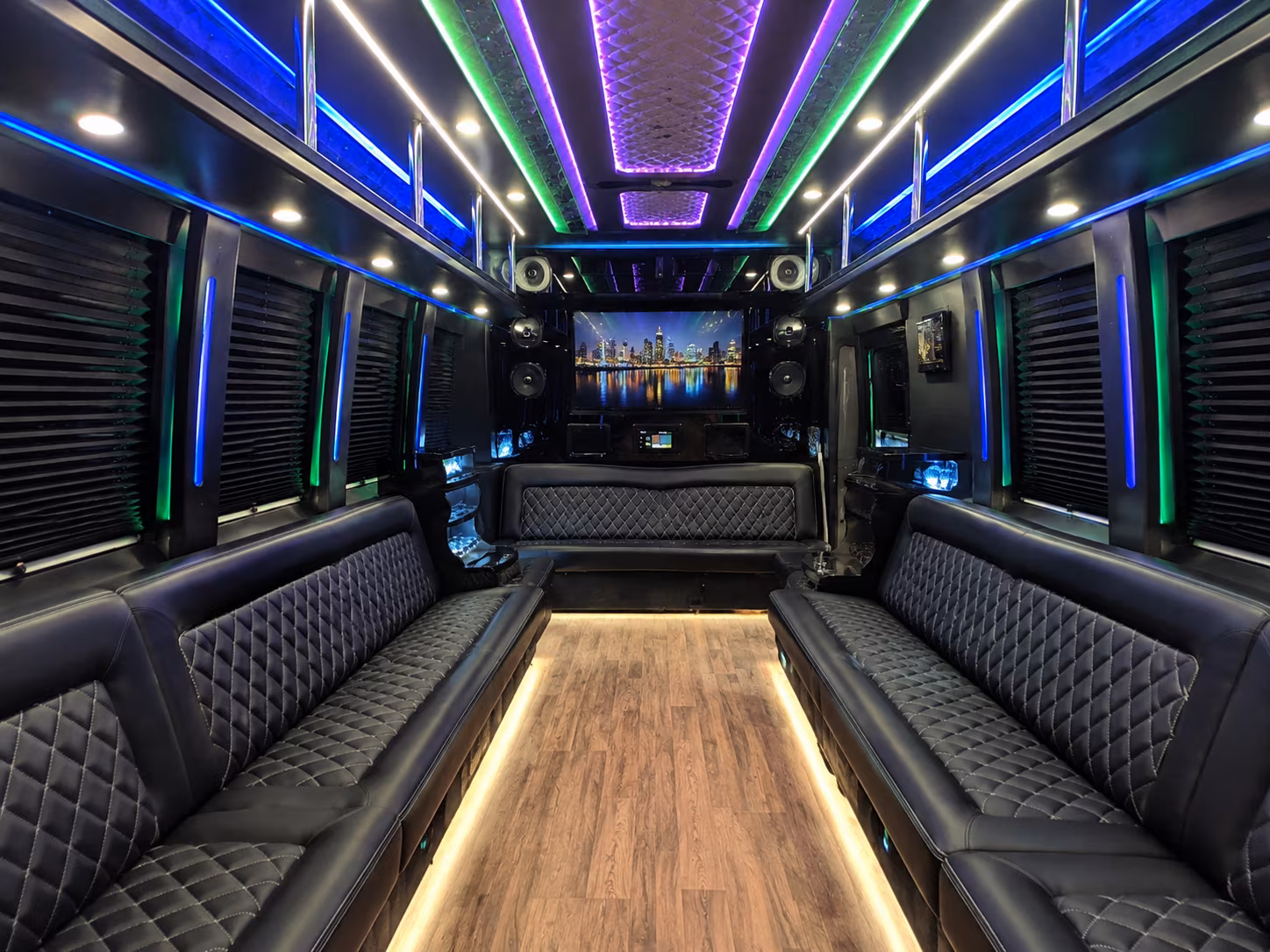 boston 25 passenger party bus interior