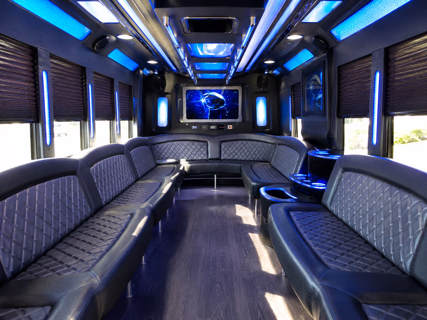 boston 28 passenger party bus inside