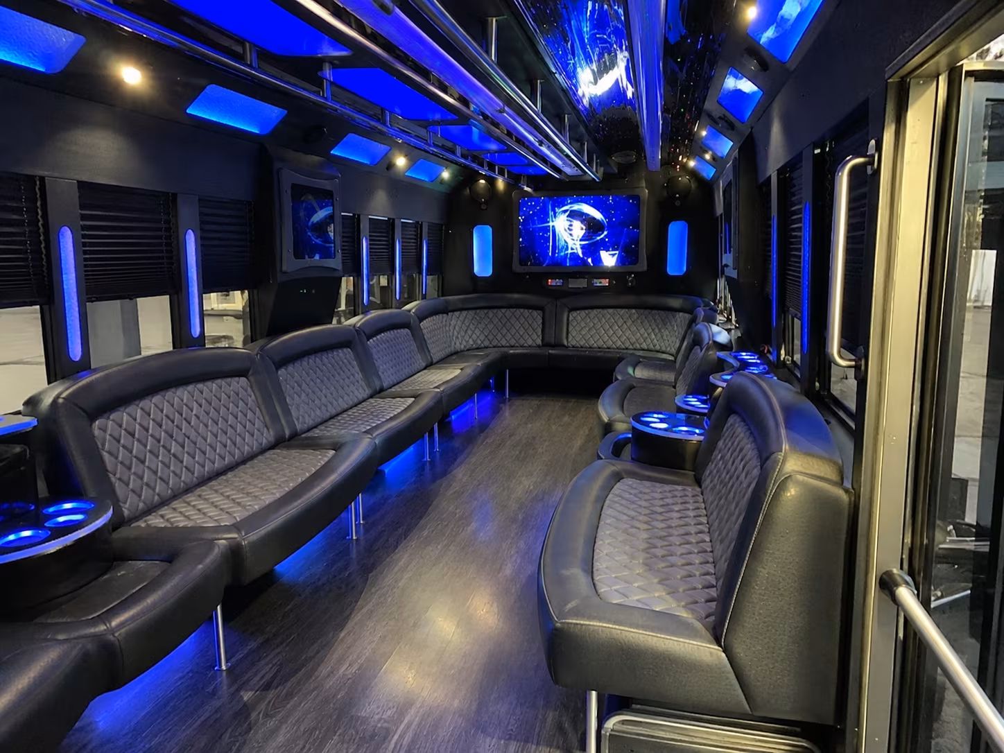 boston 28 passenger party bus interior
