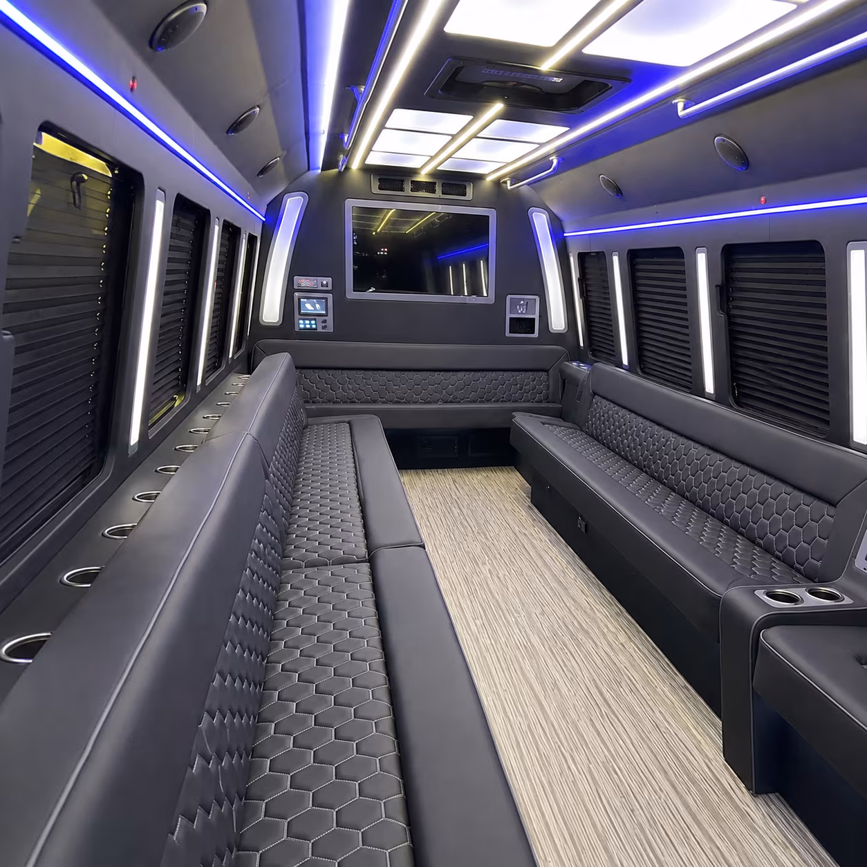 boston 40 passenger party bus inside