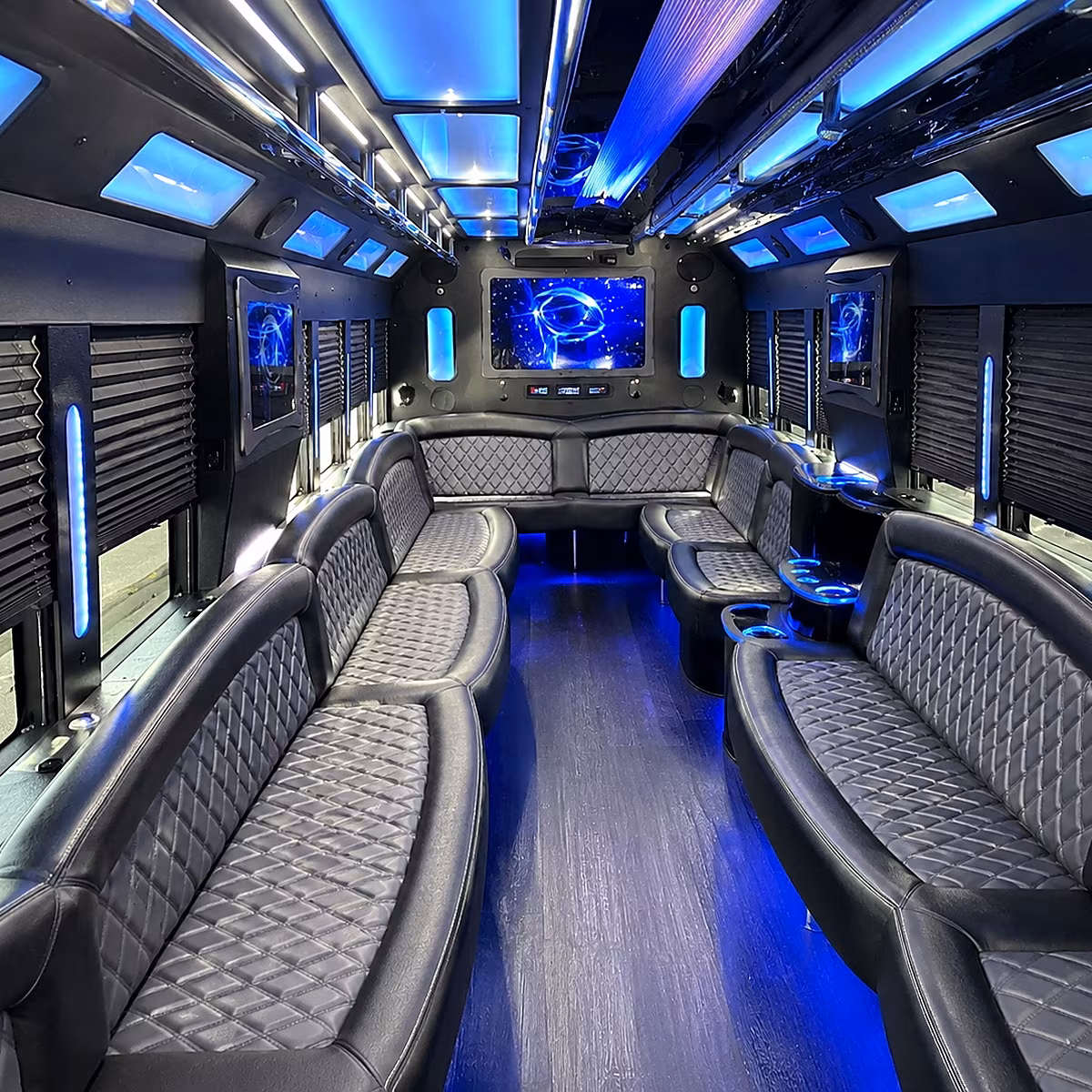 boston 50 passenger party bus interior